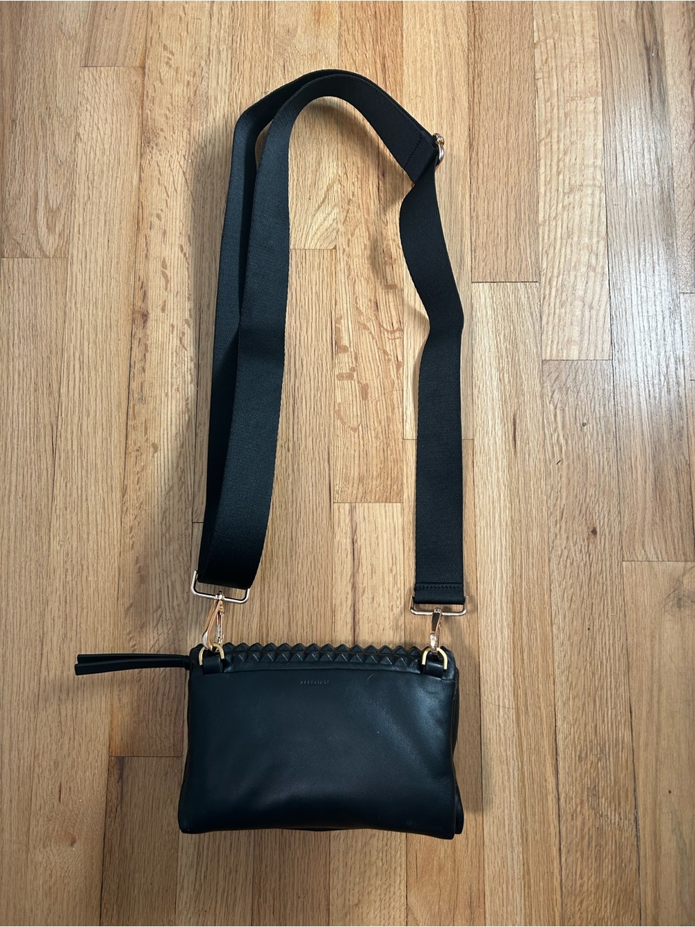 Allsaints Ezra Pin Studded Leather Crossbody - Black - Picture 10 of 11